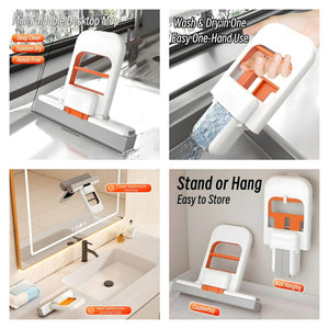 Portable Hand-Free Mini Mop - Foldable One-Hand Squeeze Cleaner